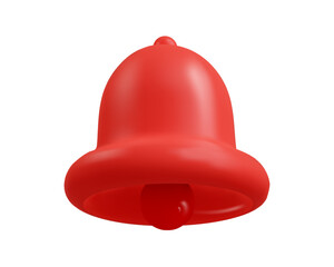 Notification Bell 3d icon isolated on white background. Realistic red ringing bell for social media reminder. PNG