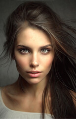 Naklejka premium same beautiful woman portrait. Generative ai