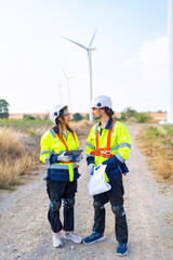 Wind turbine service engineer plan for inspection and maintenance renewable electricity generator