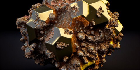 Wertvoller Goldfund auf dem Tisch präsentiert, Gold Nuggets, ai generativ