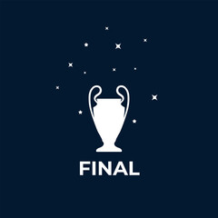 Biggest football trophy in Europe. Soccer background design vector. Champions League Final. Super Cup. UEFA Europa League. FA Cup. Bundesliga. La Liga. Premier League