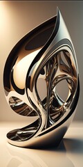 Elegant metallic futuristic curvature with a light and reflection filled interior. Conceptual basis for future technology. Generative AI