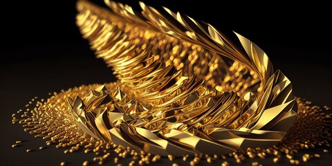 Wertvoller Goldfund auf dem Tisch präsentiert, Gold Nuggets, ai generativ
