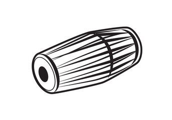 Mridangam, Indian musical instrument vector isolated. Carnatic instrument icon.