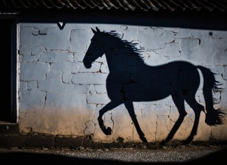 shadow of a horse on the wall