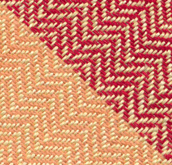 Close-up of handwoven piece of twill fabric, woven with linen and cotton yarn.