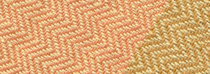 Close-up of handwoven piece of twill fabric, woven with linen and cotton yarn.