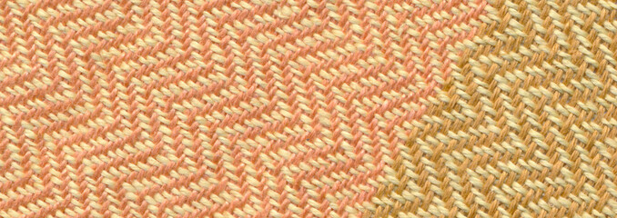 Close-up of handwoven piece of twill fabric, woven with linen and cotton yarn.