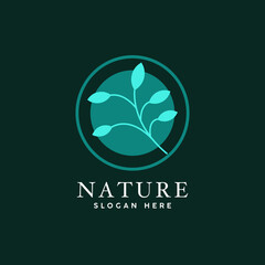 nature leaf green logo icon, Natural product logo design vector template