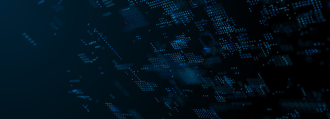 Abstract digital background. Big data visualization. Science background. Technological background. Matrix. 3D rendering.
