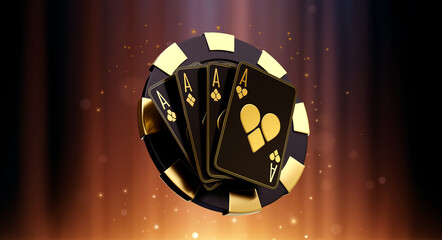casino hand slot machine roulette set card banner 3d render 3d rendering illustration 