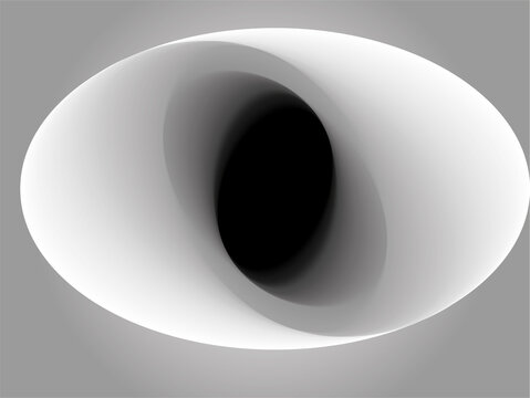 Obraz przedstawiający figurę utworzoną poprzez wielokrotne przekształcenie owalu poprzez jego skalowanie i obr&oacute;t i zastosowanie gradientu.