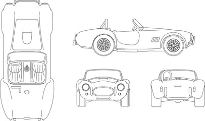 Sketch vector illustration of a classic sports car