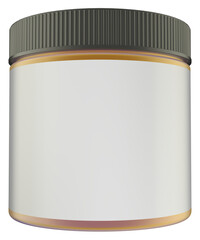 Realistic 3D brown glass jar rendering mockup on white background	