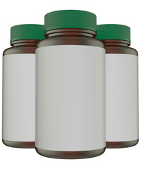 Realistic 3D blue glass bottle rendering mockup on white background	