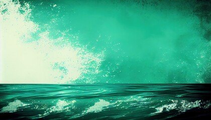 a painting of a green ocean with waves, generative AI