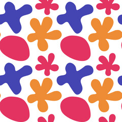 Abstract shapes viva magenta seamless pattern for kids. Childish cool colored print for texture y2k.