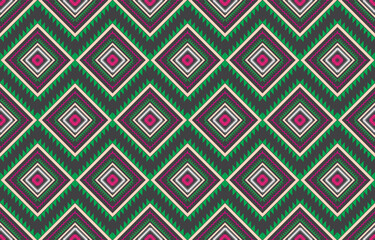 Geometric ethnic pattern traditional Design for background,carpet,wallpaper,clothing,wrapping,Batik,fabric,sarong,Vector illustration embroidery style.