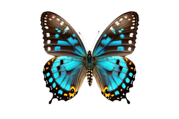 Fototapeta na wymiar Beautiful bright blue butterfly isolated on white background. PNG. (Generative AI)