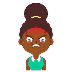 afro woman hurt face cartoon cute