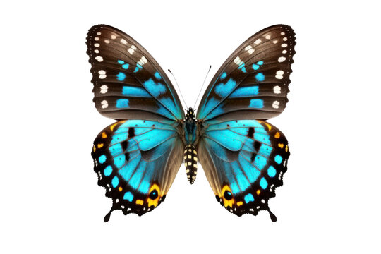 Beautiful bright blue butterfly isolated on white background. PNG. (Generative AI)