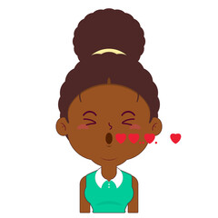 afro woman in love face cartoon cute
