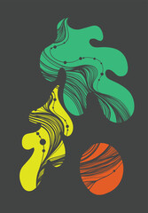 Floral abstract colorful minimalistic hand drawn cards