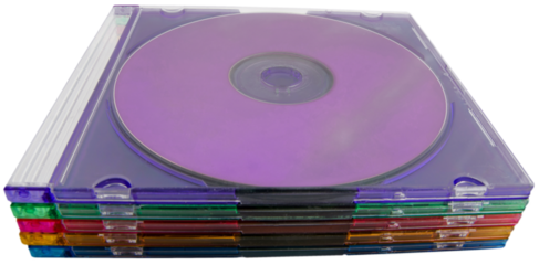 Five Colorful Compact Discs in Plastic CD Case - Isolated