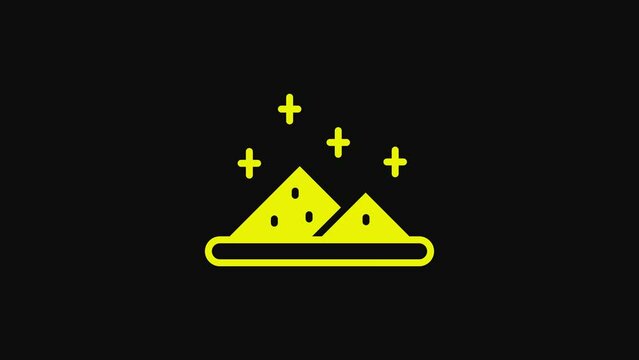 Yellow Magic powder icon isolated on black background. 4K Video motion graphic animation