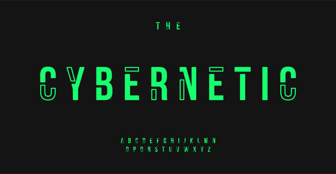 Cyber alphabet, futuristic high letters, geometric font for cybernetic logo, HUD text, electronic tech monogram, hitech headline, matrix typography, hacker typo graphic. Vector typographic design