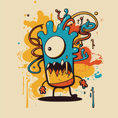 Funny alien creature doddle