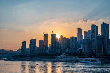 Fototapeta premium Skyline of buildings in Yuzhong District, Chongqing, China