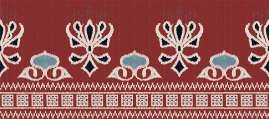 African Ikat paisley embroidery. Batik Textile African ikat seamless pattern digital vector design for Print saree Kurti Borneo Fabric border brush stylish