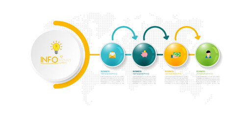 Four steps business infographics template vector illustration.
