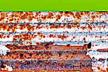 Old metal surfaces covered with rust and paint residue. Rust patterns as base and background.