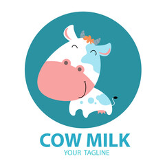 Fototapeta premium illustration of a baby cow logo farm