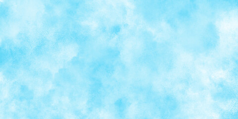 Abstract Watercolor shades blurry and defocused Cloudy Blue Sky Background, blurred and grainy Blue powder explosion on white background, Classic hand painted Blue watercolor background for design.	