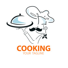 waitress logo mascot chef icon