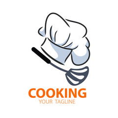 logo for company chef hat restorant spatula