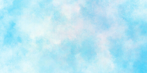 Abstract Watercolor shades blurry and defocused Cloudy Blue Sky Background, blurred and grainy Blue powder explosion on white background, Classic hand painted Blue watercolor background for design.	
