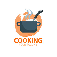 illustration of a pot cooking chef logo