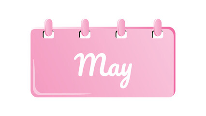 May. Month of the year on spiral calendar page, vector illustration in trendy style with matching color theme. Editable graphic resources for many purposes.