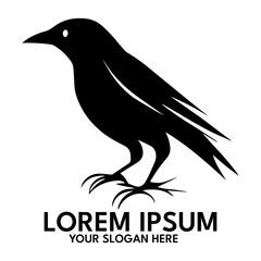 Crow silhouette, logo style vector illustration