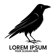 Crow silhouette, logo style vector illustration