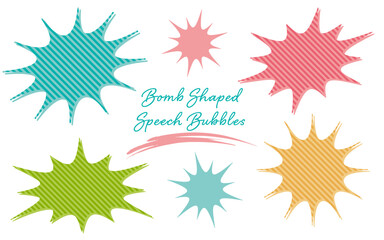 Obraz premium チラシに使いやすいカラフルなストライプの爆弾フレームセット