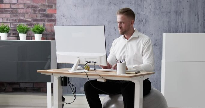 Office Ball Exercise. Sitting Posture