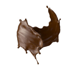 Coffee or hot dark chocolate splashing wave, 3d food illustration