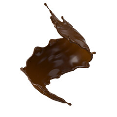 Coffee or hot dark chocolate splashing wave, 3d food