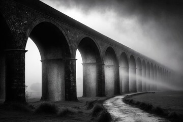 rni kal viaduct in the mist. Generative AI