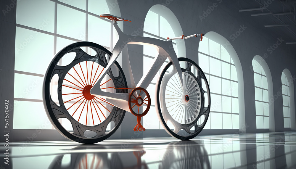 Poster generic concept bicycle in a room with windows and sunlight. generative ai